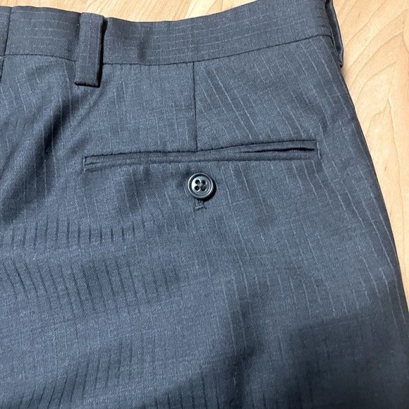 Calvin Klein Dress Pant Mens 34x32 Black Pinstripe Wool Business Casual Trouser - Picture 5 of 10